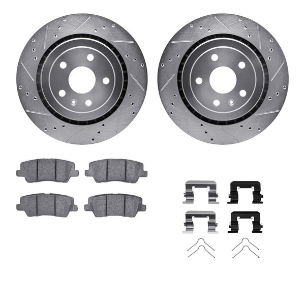 Dynamic Friction Co 7512-47048, Rotors-Drilled and Slotted-Silver w/ 5000 Advanced Brake Pads incl. Hardware, Zinc Coat 7512-47048